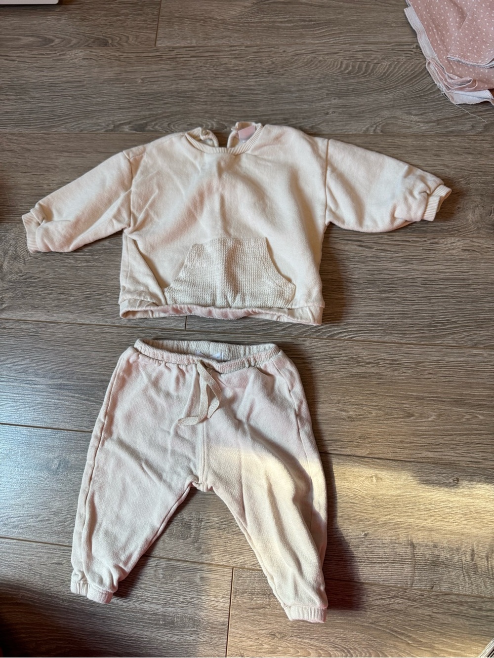 Zara Beige Baby Sweatshirt & Joggers Set